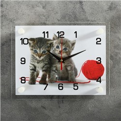 Часы настенные, серия: Животный мир, "Котята с клубком", 20х26  см, микс