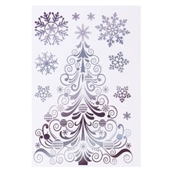 Набор наклеек "Новогодняя ёлочка" голографическая фольга, снежинки, 16,7 х 24,6 см