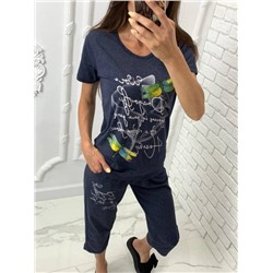 Пижама женская: футболка и бриджи  арт. 880374