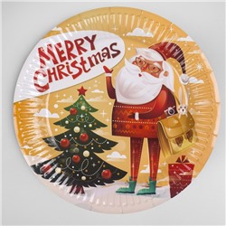 Тарелка бумажная «Дед Мороз у ёлочки», набор 6 шт.