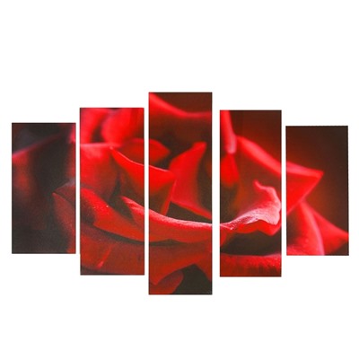 Картина модульная на подрамнике "Алая роза" 2-25х52, 2-25х66,5, 1-25х80, 80*140 см