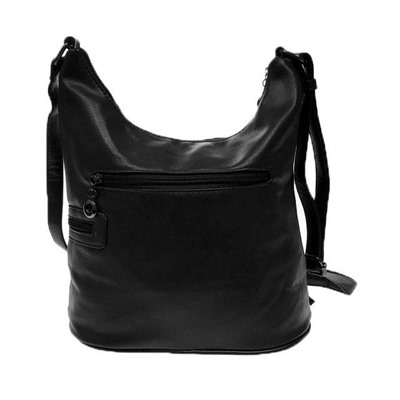 Универсальная сумочка Sette через плечо из натуральной замши и эко-кожи чёрного цвета.