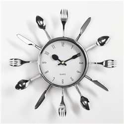 Часы настенные, серия:Кухня, "Вилки, ложки,поварешки", плавный ход, d=11 см, 25 х 25 см