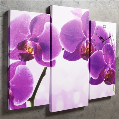 Часы настенные модульные «Фиолетовые орхидеи», 60 × 80 см