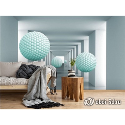 3D Фотообои  «Мятные шары в тоннеле»