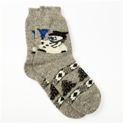 Носки новогодние мужские шерстяные «Снеговик», цвет серый, размер 25