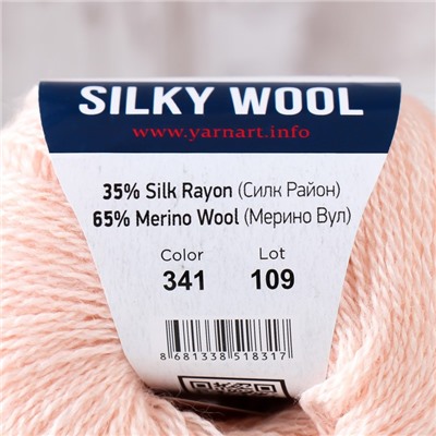 Пряжа "Silky Wool" 35% силк район, 65% мерино. вул 190м/25г (341 персик)