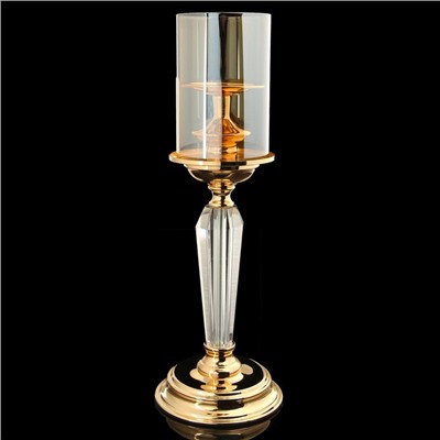 Подсвечник металл, стекло на 1 свечу "Лёд и пламя" золото 41х14х14 см