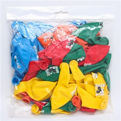 Воздушные шары цветные"Happy Birthday", Микки Маус и его друзья, 12 дюйм (набор 50 шт)