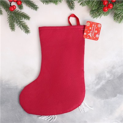 Мягкая подвеска "Носок - олень в шарфике" 18х26 см, зелёно-красный