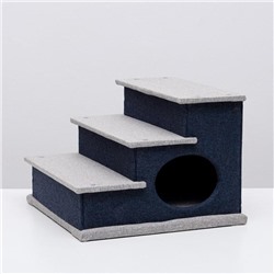 Домик-лесенка для животных "Пижон",  рогожка 39 х 38,5 х 32 см, серо-голубой