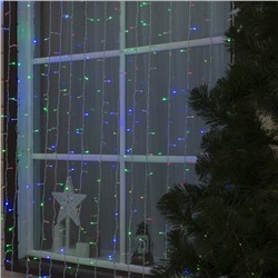 Гирлянда "Занавес" уличная УМС, 2 х 9 м, 2W LED-1800-220V, фиксинг, нить белая, свечение мульти