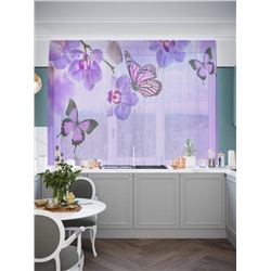Кухонный фототюль Бабочки у воды с орхидеями