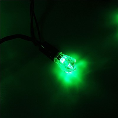 Гирлянда "Нить" улично-комнатная с насадками "Хрусталь", 5 м, LED(IP44)-40-220V, фиксинг, нить тёмная, свечение зелёное