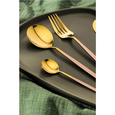 Набор столовых приборов Magistro «Блинк», 4 предмета, цвет металла золотой, розовые ручки
