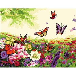 Картина по номерам 40х50 - Цветы и бабочки