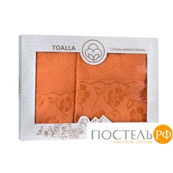 Подарочный набор из 2-х полотенец "Флора" 50х90 + 70х140 (оранжевый)