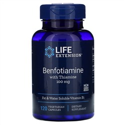 Life Extension, бенфотиамин с тиамином, 100 мг, 120 растительных капсул