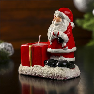 Сувенир керамика подсвечник со свечой "Дед Мороз с мешком" МИКС 10х6,5х10 см