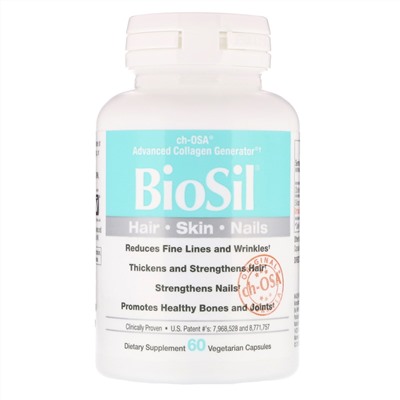 BioSil by Natural Factors, BioSil, ch-OSA, Advanced Collagen Generator, 60 вегетарианских капсул