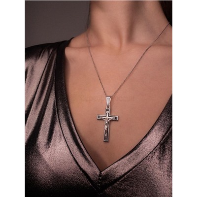 Крест католический из чернёного серебра - 5см 3-290чч