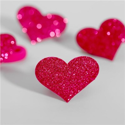 Набор резинок, Маша и Медведь "Сердца" розовые с блестками, 4 шт, 6х5 см