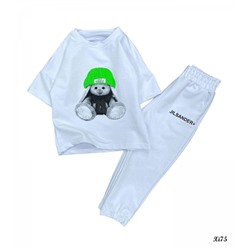 Детский костюм футболка с зайкой и брюки белый XI