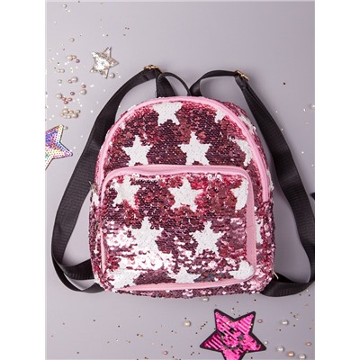 Рюкзак для девочки с пайетками, звезды, розовый