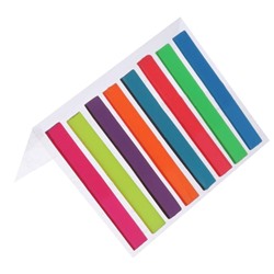 Блок-закладки с липким краем пластик 20л*8 цветов флуор, 6мм*48мм