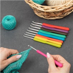 Набор крючков для вязания, d = 2-6 мм, 14 см, 9 шт, цвет МИКС