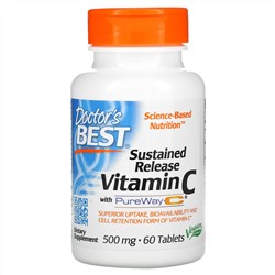 Doctor's Best, Витамин С замедленного высвобождения с PureWay-C, 500 мг, 60 таблеток