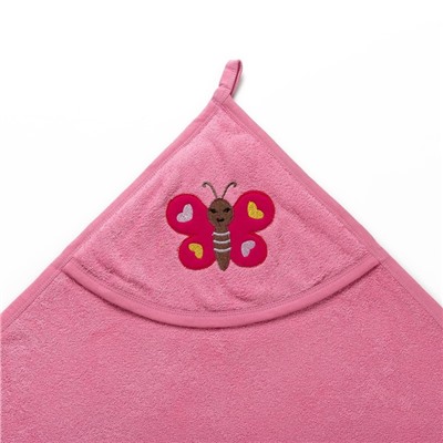Полотенце с уголком и рукавицей, размер 90х90, цвет светло-розовый, махра, хл100%
