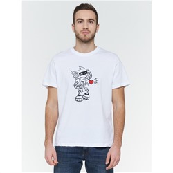 Фуфайка (футболка) мужская 201-13003/4; ХБ2000-4/Р2000-4 белый/белый/влюбленный робот