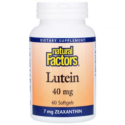 Natural Factors, Лютеин, 40 мг, 60 гелевых капсул