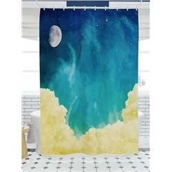 Фотоштора для ванной Луна и облака