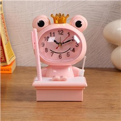 Часы-будильник детские "Царевна-Лягушка",с подсветкой, с ручкой, 1АА, дискретный ход, розов.