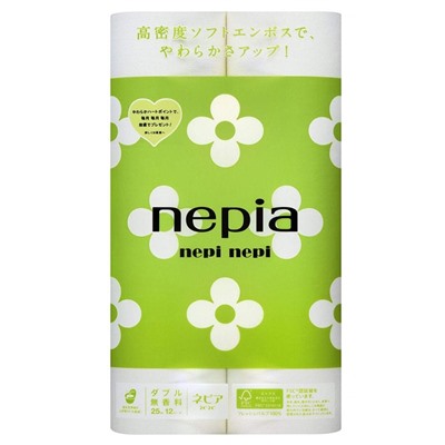 Nepia. Туалетная бумага двухслойная "Nepi-Nepi", спайка 12х25м 7616