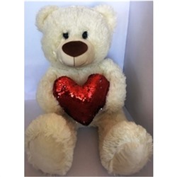 Мяг. СМ Медвежонок с красным сердцем из пайеток В70, 6101-1/МЛ