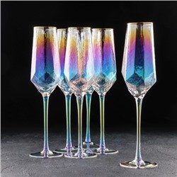Набор бокалов для шампанского Magistro «Дарио», 180 мл, 7×20 см, 6 шт, цвет перламутровый