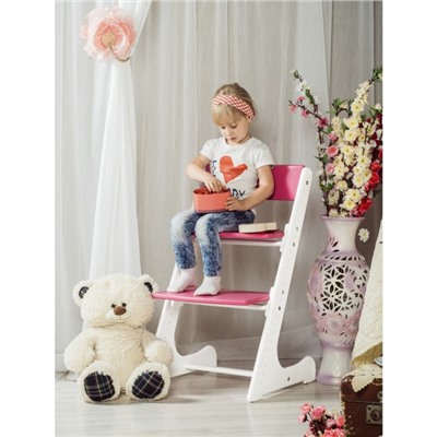 Детский растущий стул Конёк Горбунёк Бело-розовый