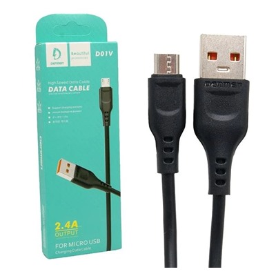 Кабель USB - Micro DENMEN D01V (черный) 1м
