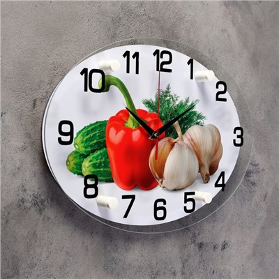 Часы настенные, серия: Кухня, "Овощи", 24х34  см, микс