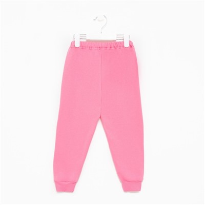 Пижама для девочки, цвет светло-бежевый/ярко-розовый, рост 110-116 см