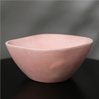 Кашпо квадратное из гипса «Классика», розовое, 20 х 8,5 см, 1,5 л.