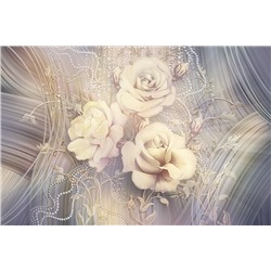 3D Фотообои  «Винтажные розы с бусами»