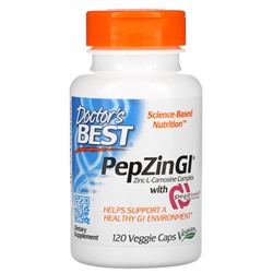 Doctor's Best, PepZin GI, комплекс цинк-L-карнозина, 120 растительных капсул