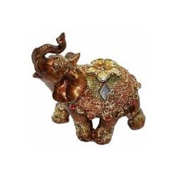 ЭТНИКА Фигура "Слон с попоной" пластик светло-коричневый, зеркальная аппликация 8,5х9х4,5см SH
