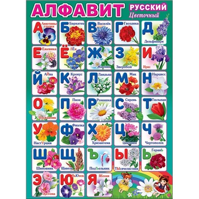 0800829 Плакат А2 Алфавит русский Цветочный