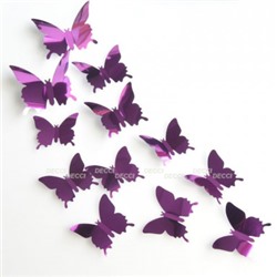 Наклейки на стену Бабочки фиолетовый 3D