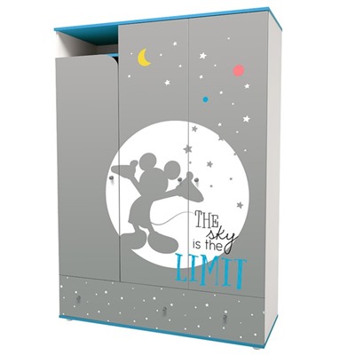 Шкаф трехсекционный Polini kids Disney baby «Микки Маус» с ящиками, цвет белый-серый